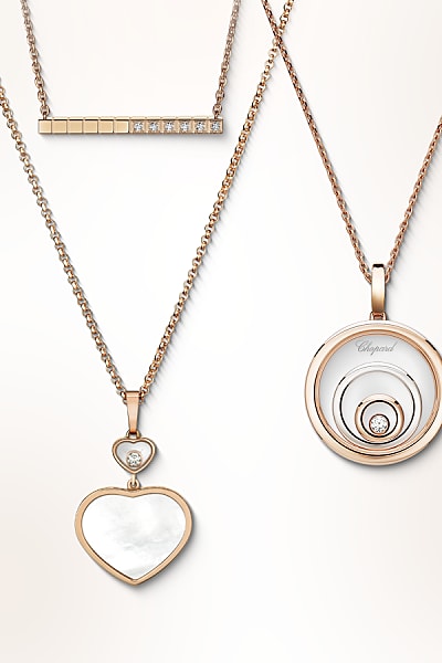 Rose gold diamond pendants and necklace