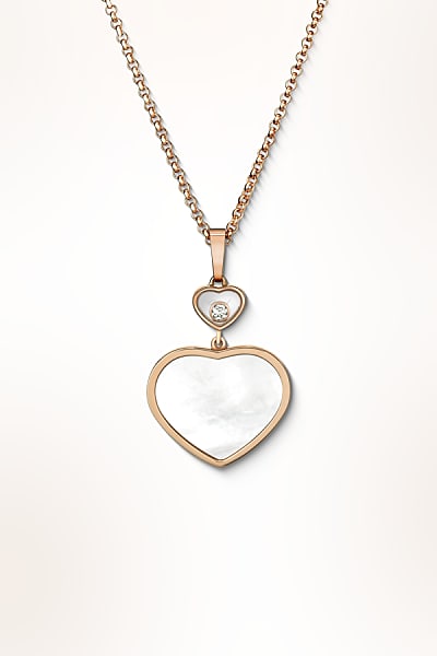Women's mother-of-pearl, rose gold and diamond necklace